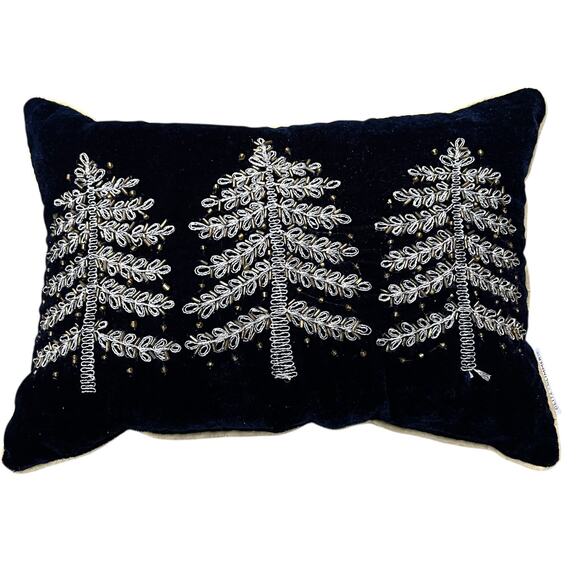 Glitz and Glamour Holiday Collection Metallic Beaded Tree Small Pillow - Picture 2 of 4